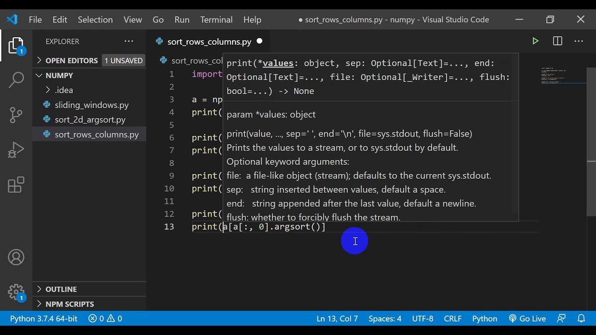 'Video thumbnail for Sort Numpy Arrays by Row and Column with numpy.argsort'