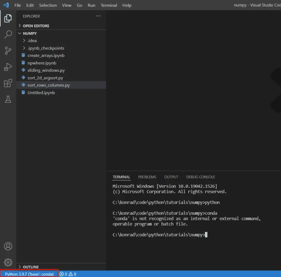 change visual studio code python version